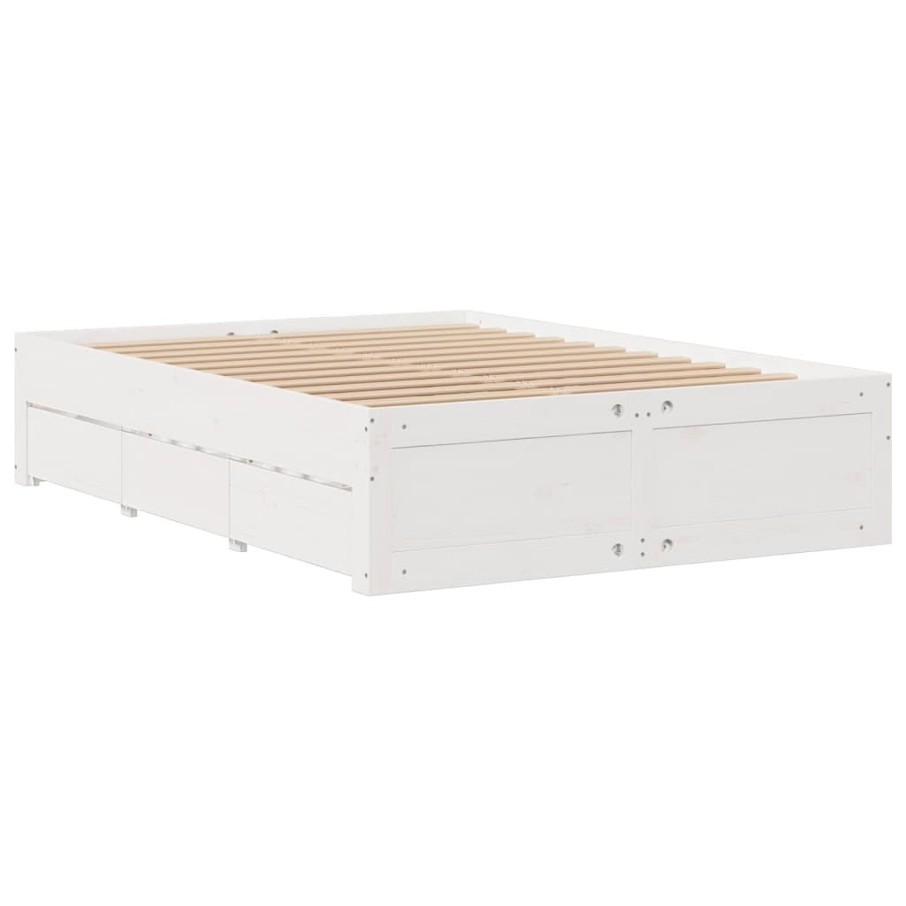 Bedframe zonder matras met lades grenenhout wit 160x200 cm Bedden & bedframes | Creëer jouw Trendy Thuis | Gratis bezorgd & Retour | Trendy.nl