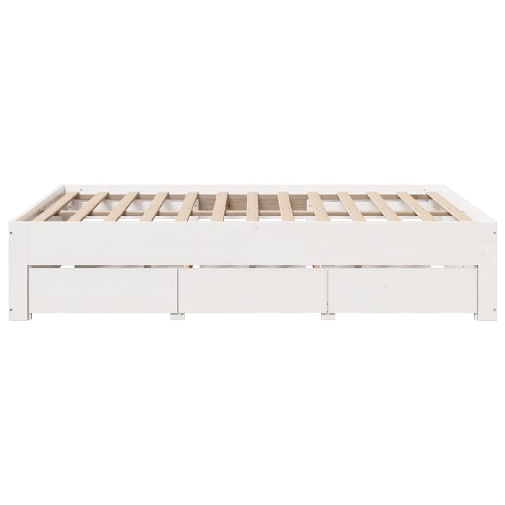 Bedframe zonder matras met lades grenenhout wit 160x200 cm Bedden & bedframes | Creëer jouw Trendy Thuis | Gratis bezorgd & Retour | Trendy.nl