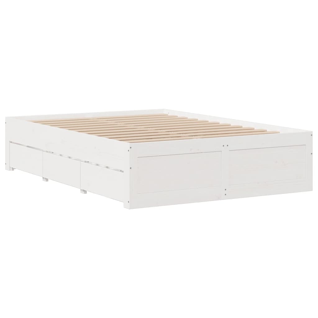 Bedframe zonder matras met lades grenenhout wit 160x200 cm Bedden & bedframes | Creëer jouw Trendy Thuis | Gratis bezorgd & Retour | Trendy.nl