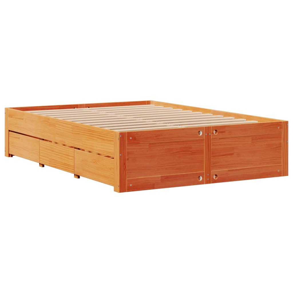 Bedframe zonder matras met lades grenenhout wasbruin 160x200 cm Bedden & bedframes | Creëer jouw Trendy Thuis | Gratis bezorgd & Retour | Trendy.nl