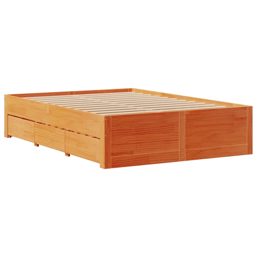 Bedframe zonder matras met lades grenenhout wasbruin 160x200 cm Bedden & bedframes | Creëer jouw Trendy Thuis | Gratis bezorgd & Retour | Trendy.nl