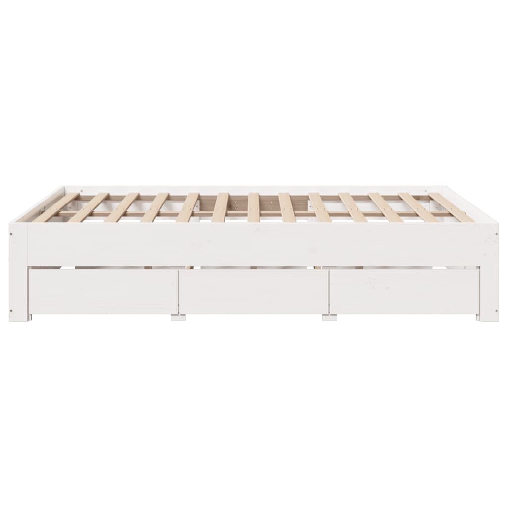 Bedframe zonder matras met lades grenenhout wit 150x200 cm Bedden & bedframes | Creëer jouw Trendy Thuis | Gratis bezorgd & Retour | Trendy.nl