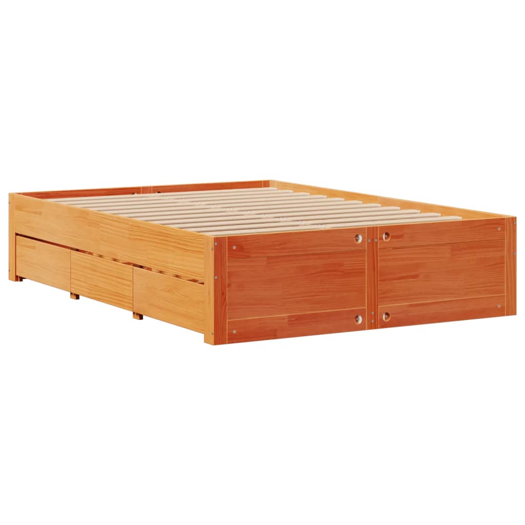 Bedframe zonder matras met lades grenenhout wasbruin 140x200 cm Bedden & bedframes | Creëer jouw Trendy Thuis | Gratis bezorgd & Retour | Trendy.nl