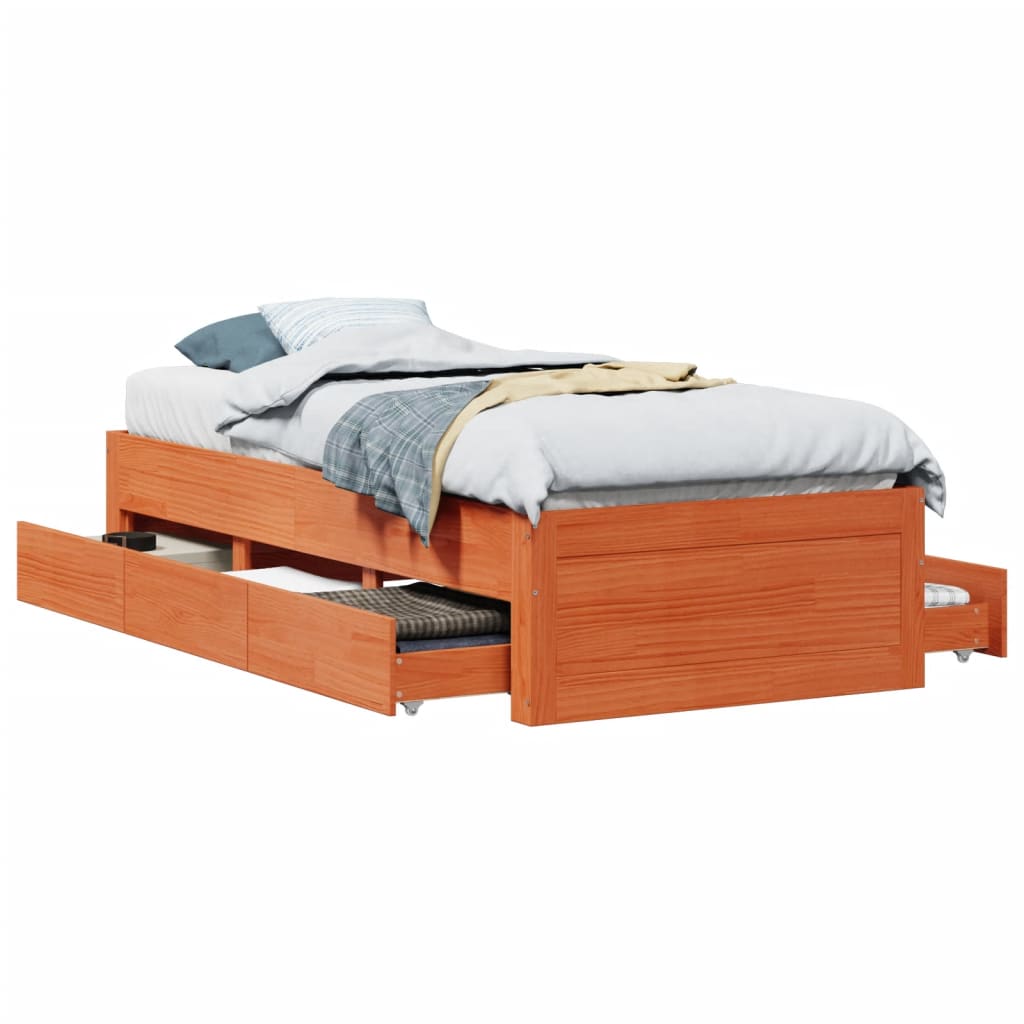 Bedframe zonder matras met lades grenenhout wasbruin 100x200 cm Bedden & bedframes | Creëer jouw Trendy Thuis | Gratis bezorgd & Retour | Trendy.nl