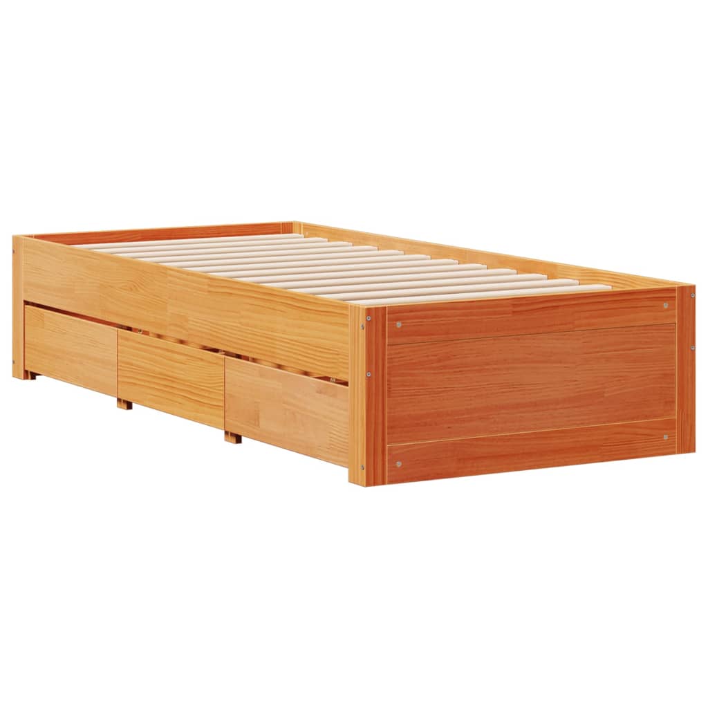 Bedframe zonder matras met lades grenenhout wasbruin 100x200 cm Bedden & bedframes | Creëer jouw Trendy Thuis | Gratis bezorgd & Retour | Trendy.nl