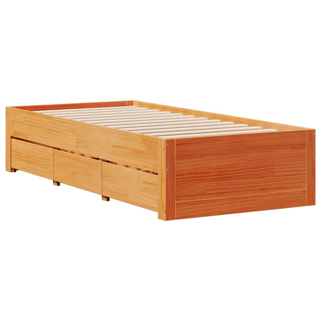 Bedframe zonder matras met lades grenenhout wasbruin 100x200 cm Bedden & bedframes | Creëer jouw Trendy Thuis | Gratis bezorgd & Retour | Trendy.nl