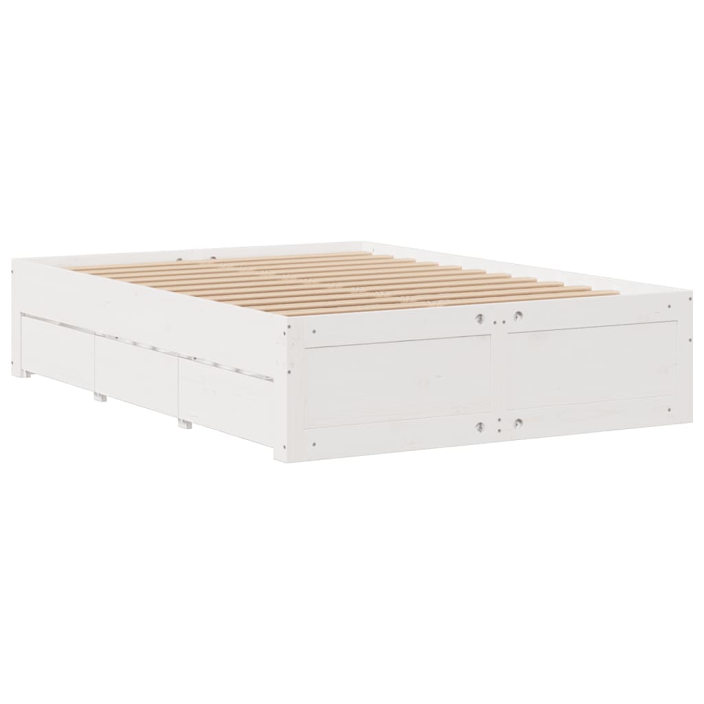 Bedframe zonder matras met lades grenenhout wit 140x190 cm Bedden & bedframes | Creëer jouw Trendy Thuis | Gratis bezorgd & Retour | Trendy.nl