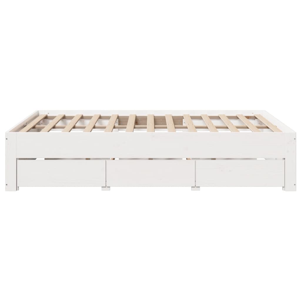 Bedframe zonder matras met lades grenenhout wit 140x190 cm Bedden & bedframes | Creëer jouw Trendy Thuis | Gratis bezorgd & Retour | Trendy.nl