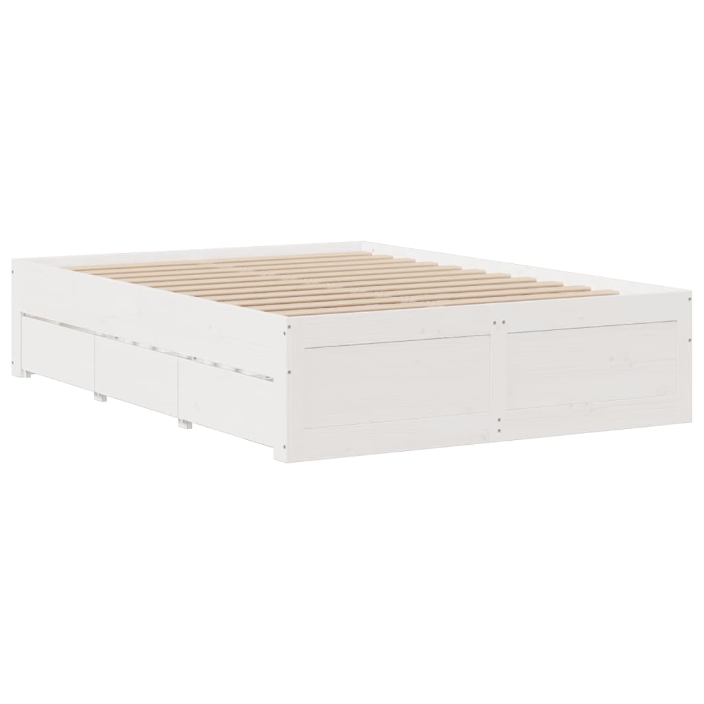 Bedframe zonder matras met lades grenenhout wit 140x190 cm Bedden & bedframes | Creëer jouw Trendy Thuis | Gratis bezorgd & Retour | Trendy.nl