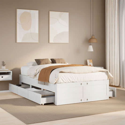 Bedframe zonder matras met lades grenenhout wit 135x190 cm Bedden & bedframes | Creëer jouw Trendy Thuis | Gratis bezorgd & Retour | Trendy.nl