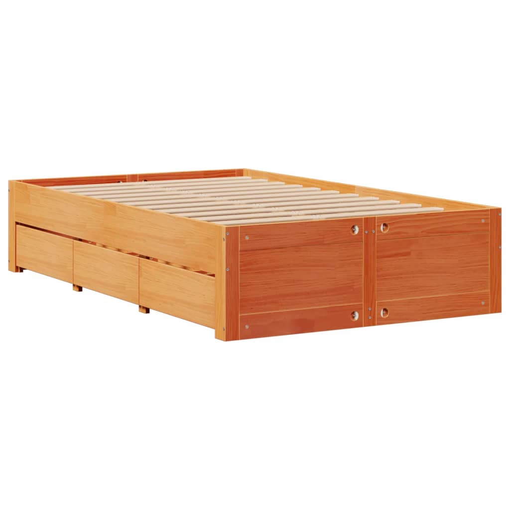 Bedframe zonder matras met lades grenenhout wasbruin 120x190 cm Bedden & bedframes | Creëer jouw Trendy Thuis | Gratis bezorgd & Retour | Trendy.nl