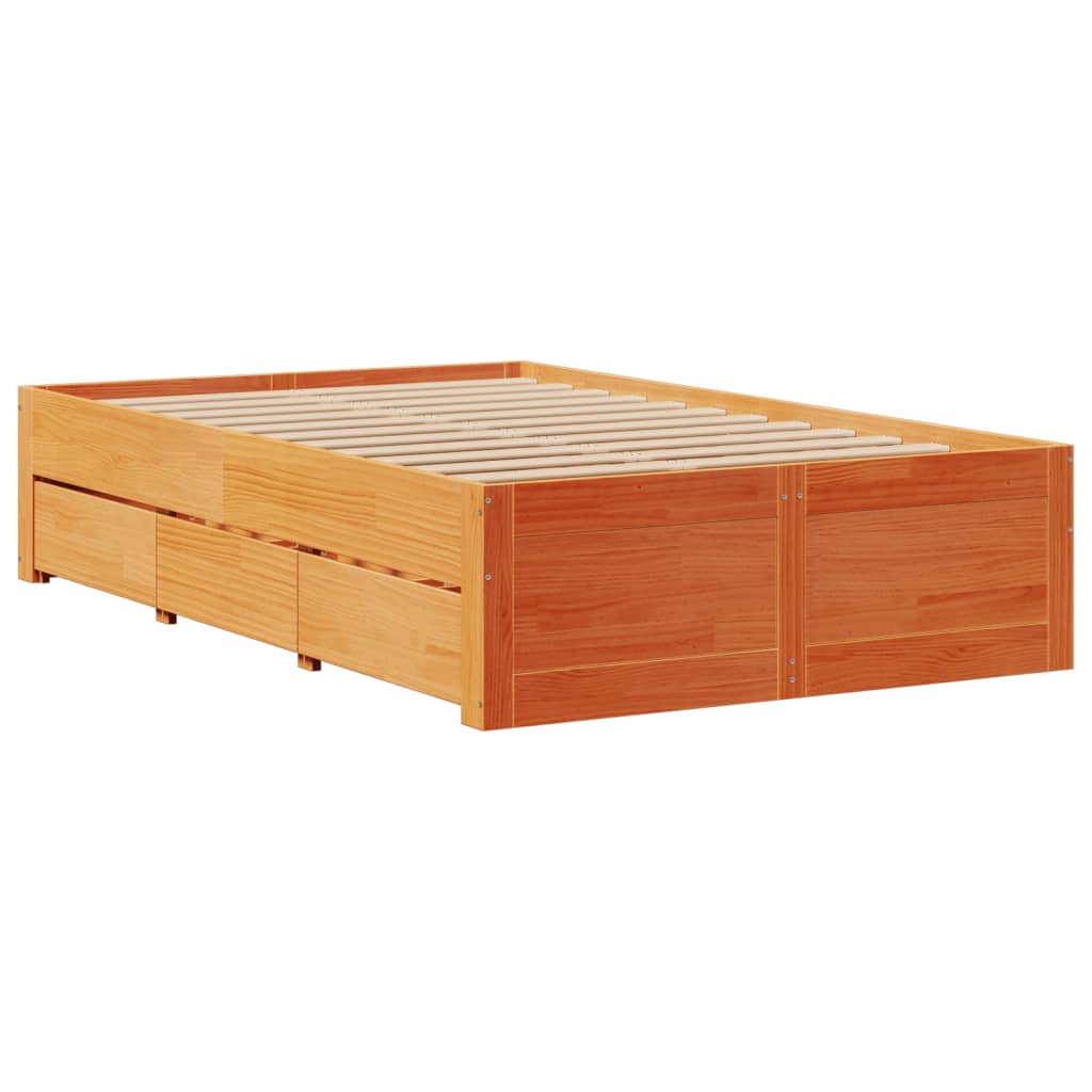 Bedframe zonder matras met lades grenenhout wasbruin 120x190 cm Bedden & bedframes | Creëer jouw Trendy Thuis | Gratis bezorgd & Retour | Trendy.nl