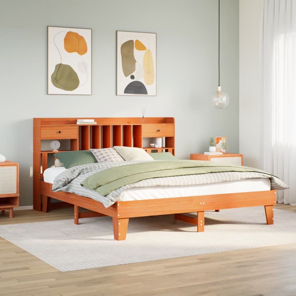 Bedframe zonder matras massief grenenhout wasbruin 200x200 cm Bedden & bedframes | Creëer jouw Trendy Thuis | Gratis bezorgd & Retour | Trendy.nl