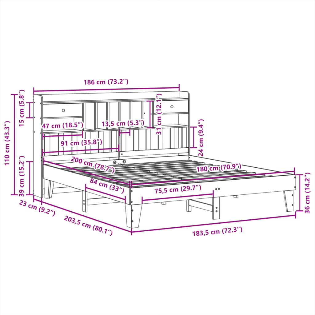 Bedframe zonder matras massief grenenhout wit 180x200 cm Bedden & bedframes | Creëer jouw Trendy Thuis | Gratis bezorgd & Retour | Trendy.nl