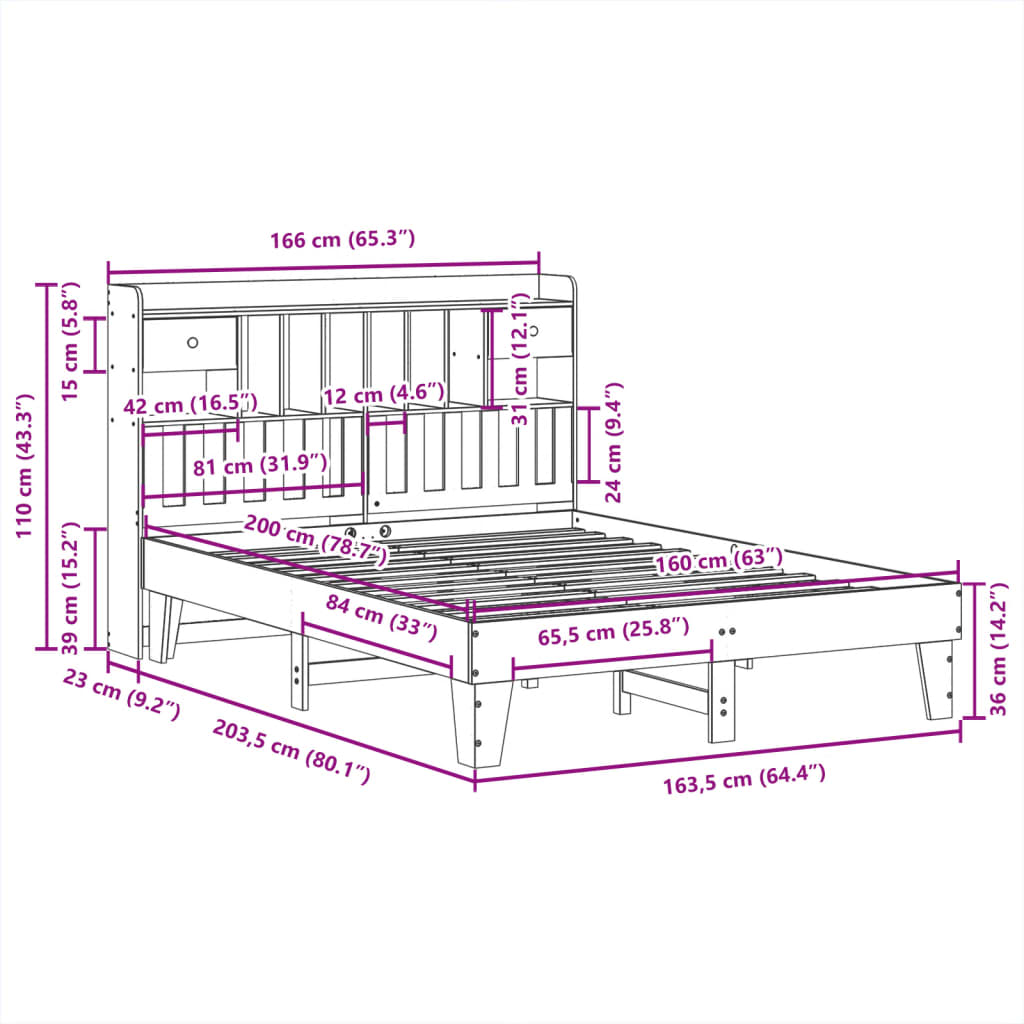 Bedframe zonder matras massief grenenhout wit 160x200 cm Bedden & bedframes | Creëer jouw Trendy Thuis | Gratis bezorgd & Retour | Trendy.nl