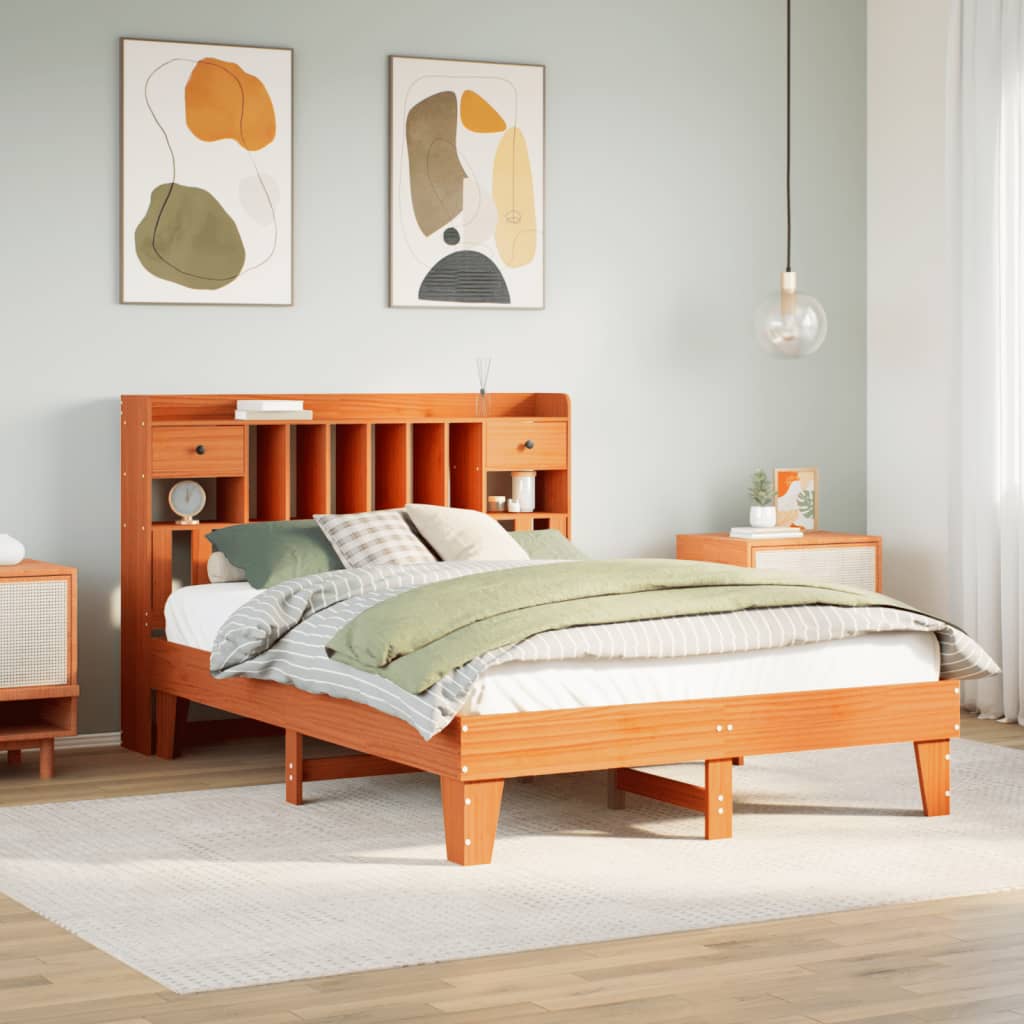 Bedframe zonder matras massief grenenhout wasbruin 150x200 cm Bedden & bedframes | Creëer jouw Trendy Thuis | Gratis bezorgd & Retour | Trendy.nl