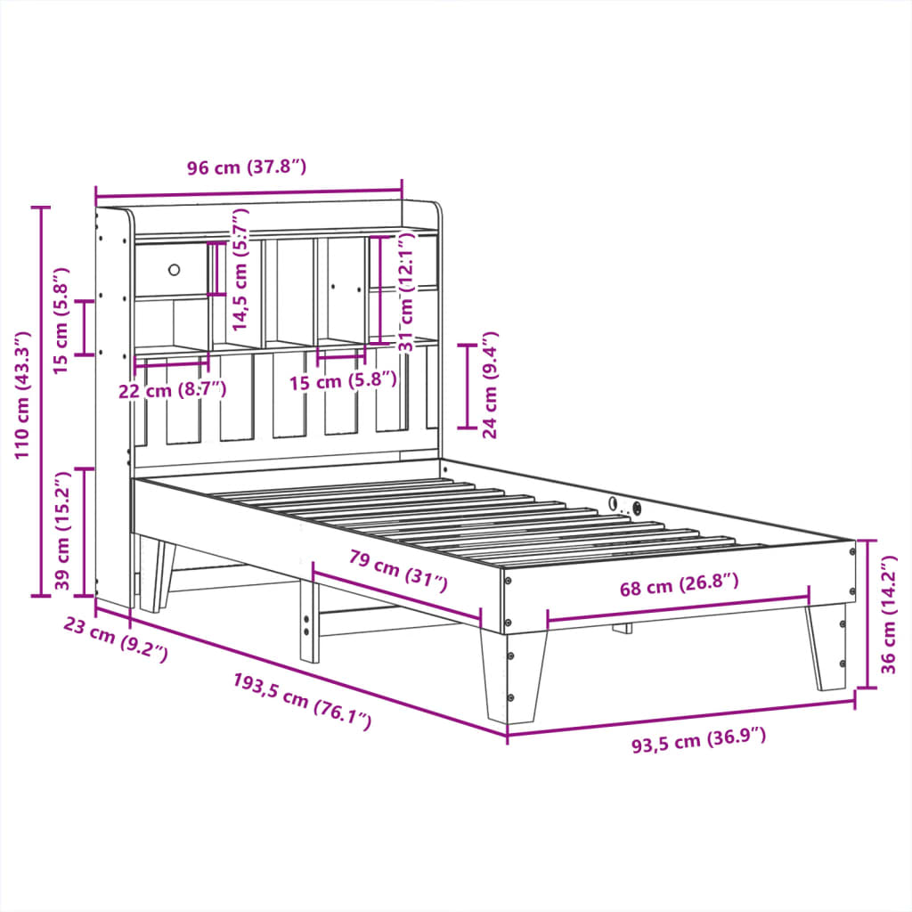 Bedframe zonder matras massief grenenhout wit 90x190 cm Bedden & bedframes | Creëer jouw Trendy Thuis | Gratis bezorgd & Retour | Trendy.nl