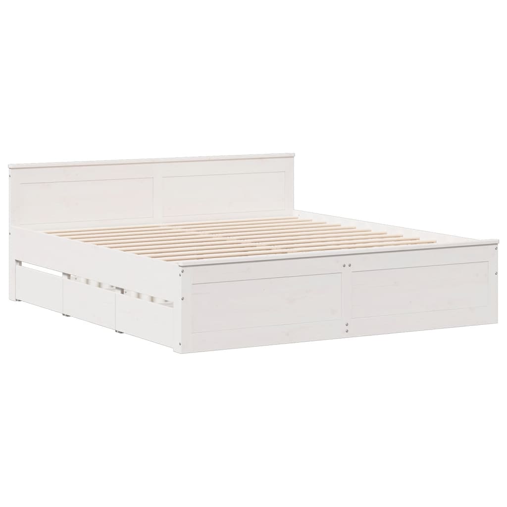 Bed met boekenkast zonder matras grenenhout wit 180x200 cm