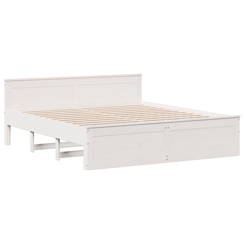 Bed met boekenkast zonder matras grenenhout wit 180x200 cm