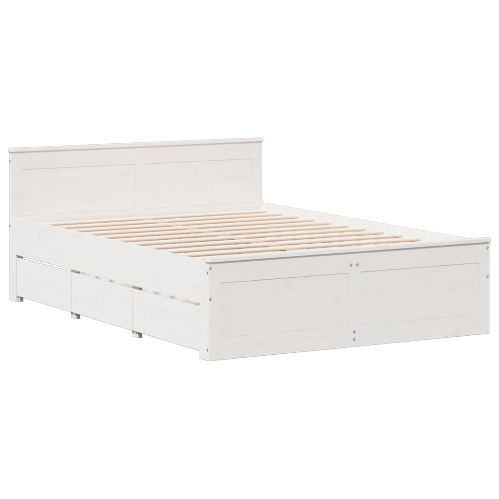 Bed met boekenkast zonder matras grenenhout wit 140x200 cm