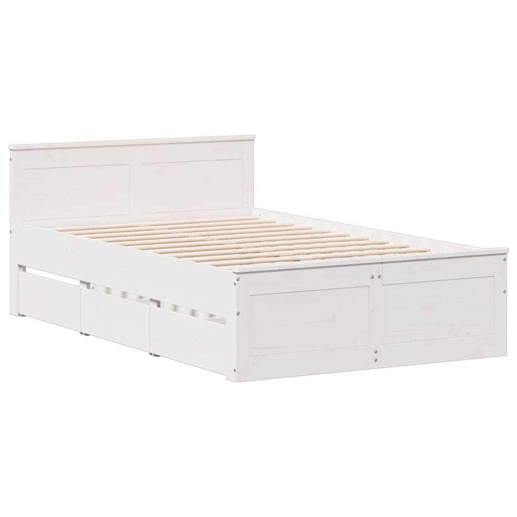 Bed met boekenkast zonder matras grenenhout wit 120x200 cm