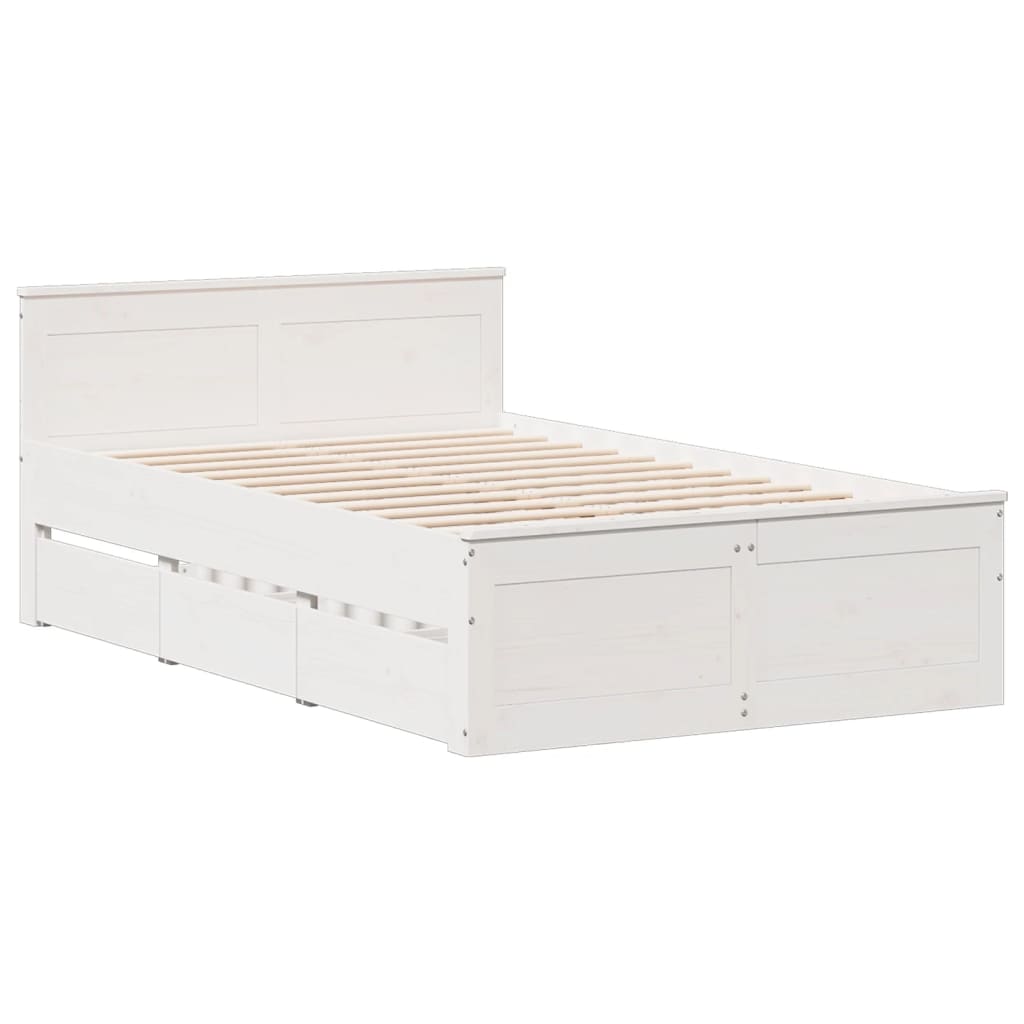 Bed met boekenkast zonder matras grenenhout wit 135x190 cm