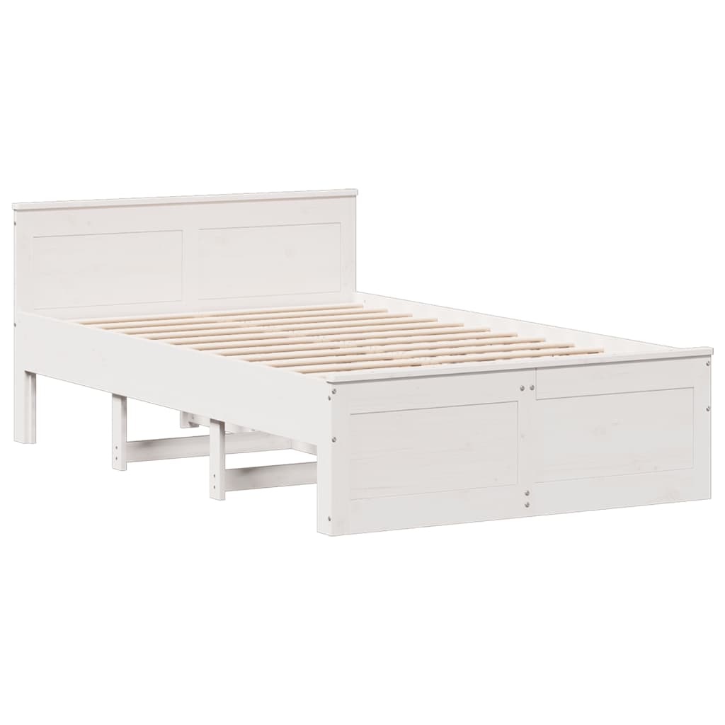 Bed met boekenkast zonder matras grenenhout wit 135x190 cm