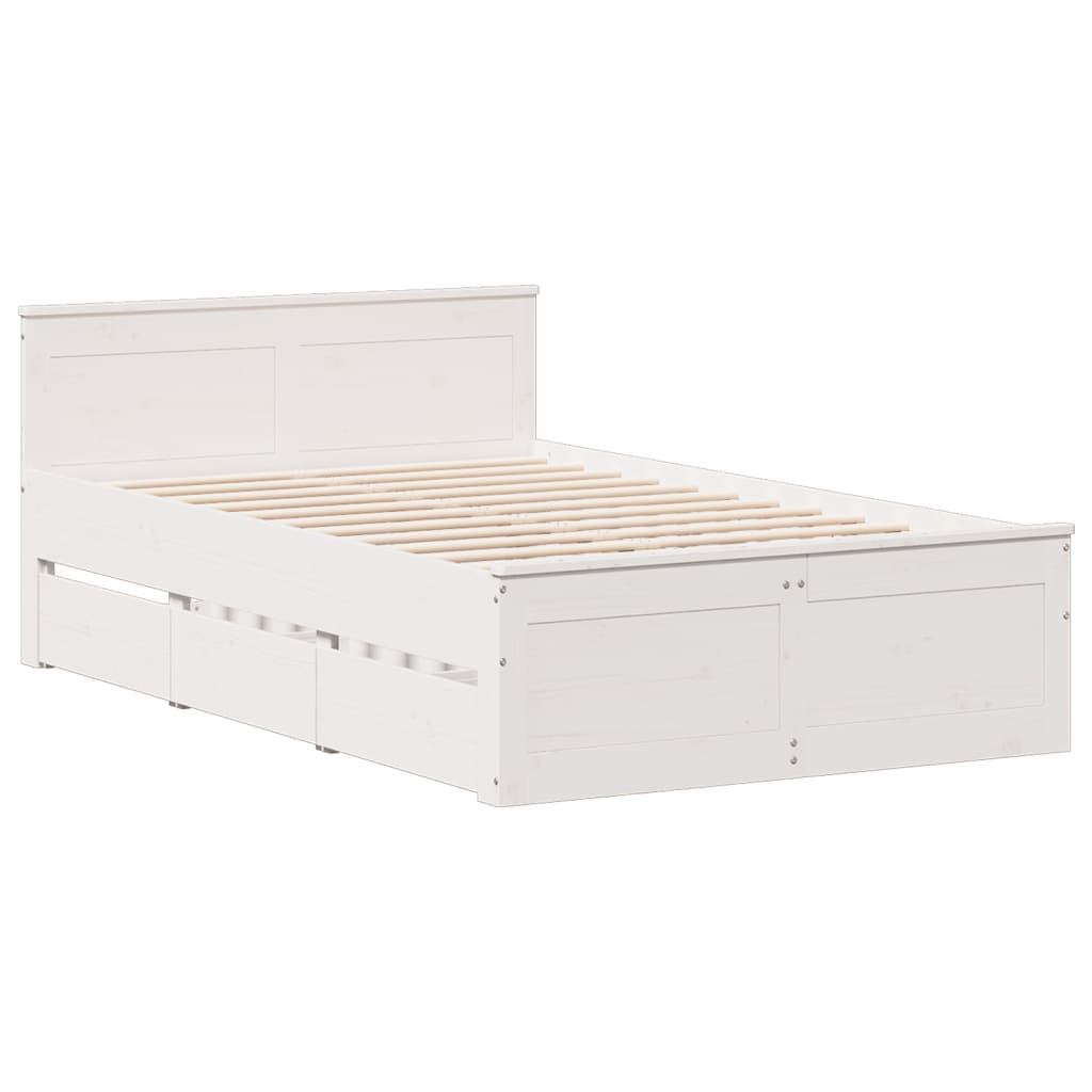 Bed met boekenkast zonder matras grenenhout wit 120x190 cm