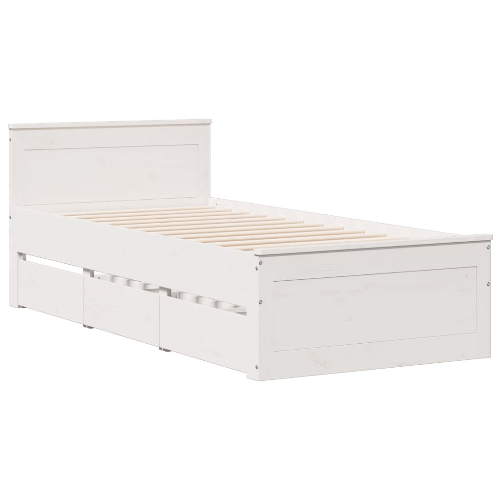 Bed met boekenkast zonder matras grenenhout wit 75x190 cm