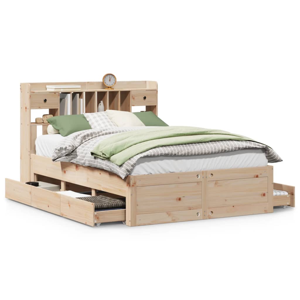 Bed met boekenkast zonder matras massief grenenhout 140x190 cm Bedden & bedframes | Creëer jouw Trendy Thuis | Gratis bezorgd & Retour | Trendy.nl