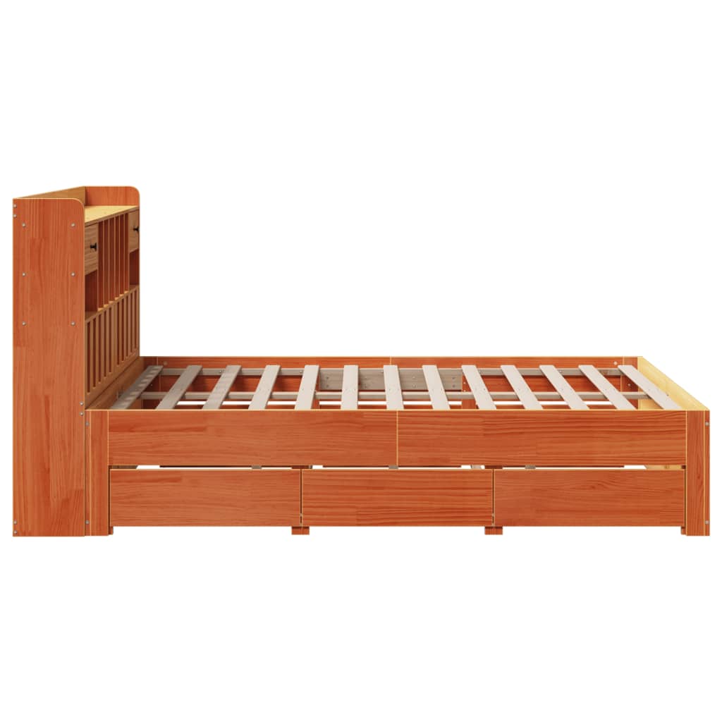 Bed met boekenkast zonder matras grenenhout wasbruin 140x190 cm Bedden & bedframes | Creëer jouw Trendy Thuis | Gratis bezorgd & Retour | Trendy.nl