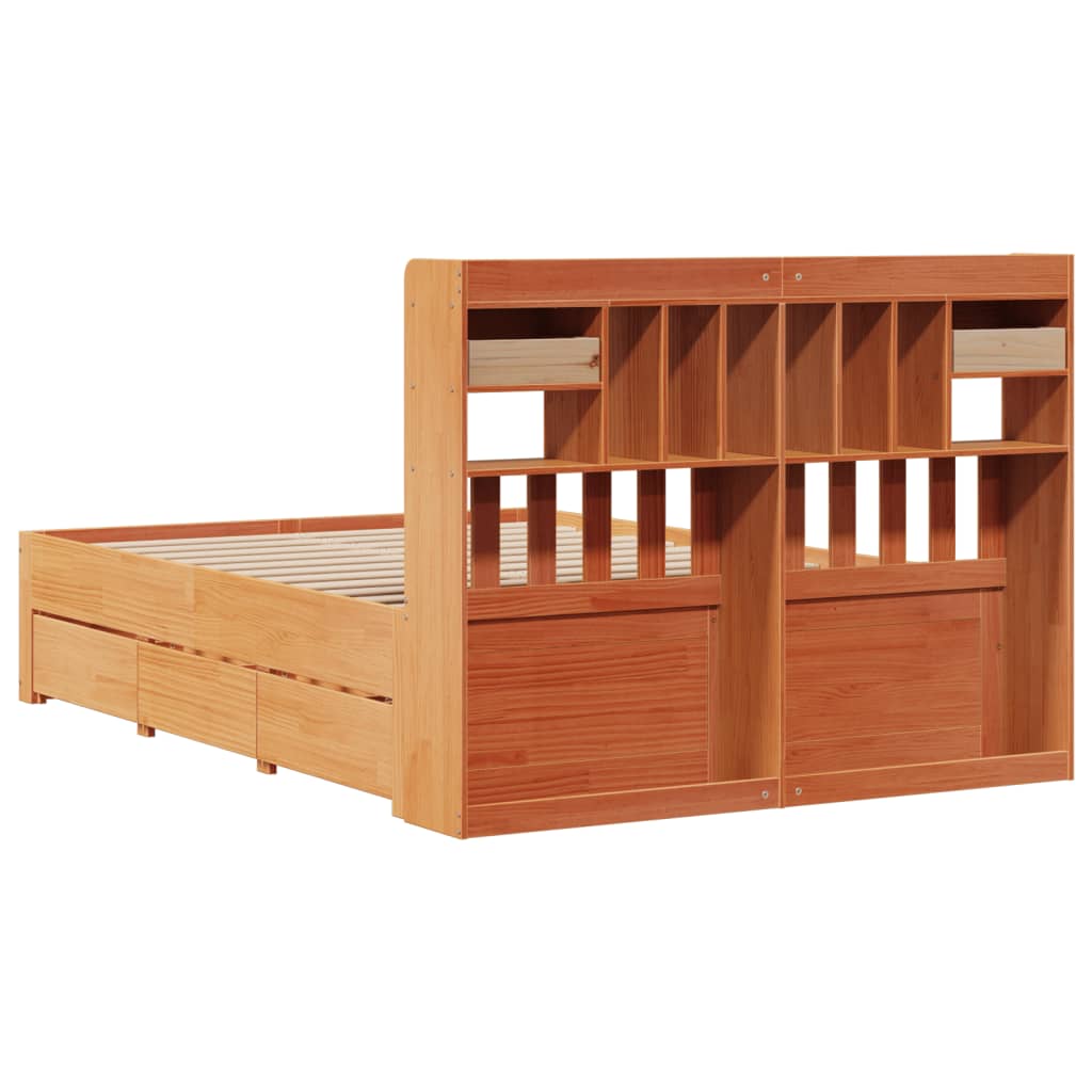 Bed met boekenkast zonder matras grenenhout wasbruin 140x190 cm Bedden & bedframes | Creëer jouw Trendy Thuis | Gratis bezorgd & Retour | Trendy.nl