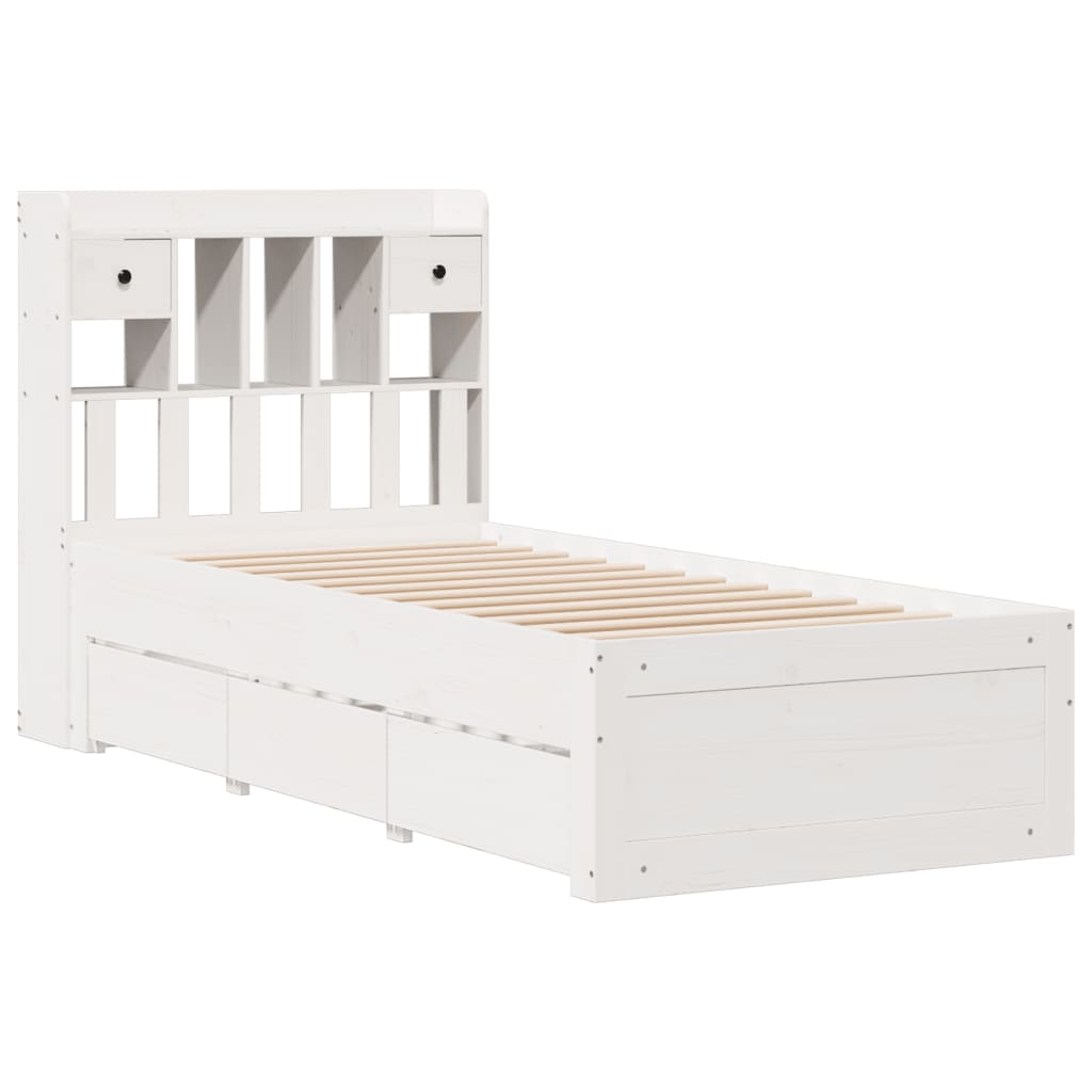 Bed met boekenkast zonder matras grenenhout wit 90x190 cm Bedden & bedframes | Creëer jouw Trendy Thuis | Gratis bezorgd & Retour | Trendy.nl