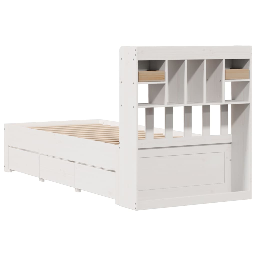 Bed met boekenkast zonder matras grenenhout wit 90x190 cm Bedden & bedframes | Creëer jouw Trendy Thuis | Gratis bezorgd & Retour | Trendy.nl