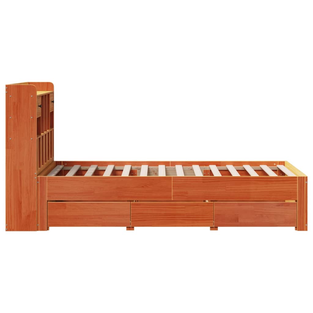 Bed met boekenkast zonder matras grenenhout wasbruin 75x190 cm Bedden & bedframes | Creëer jouw Trendy Thuis | Gratis bezorgd & Retour | Trendy.nl