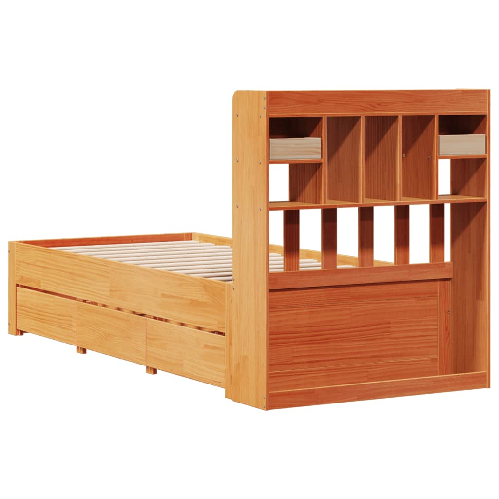 Bed met boekenkast zonder matras grenenhout wasbruin 75x190 cm Bedden & bedframes | Creëer jouw Trendy Thuis | Gratis bezorgd & Retour | Trendy.nl