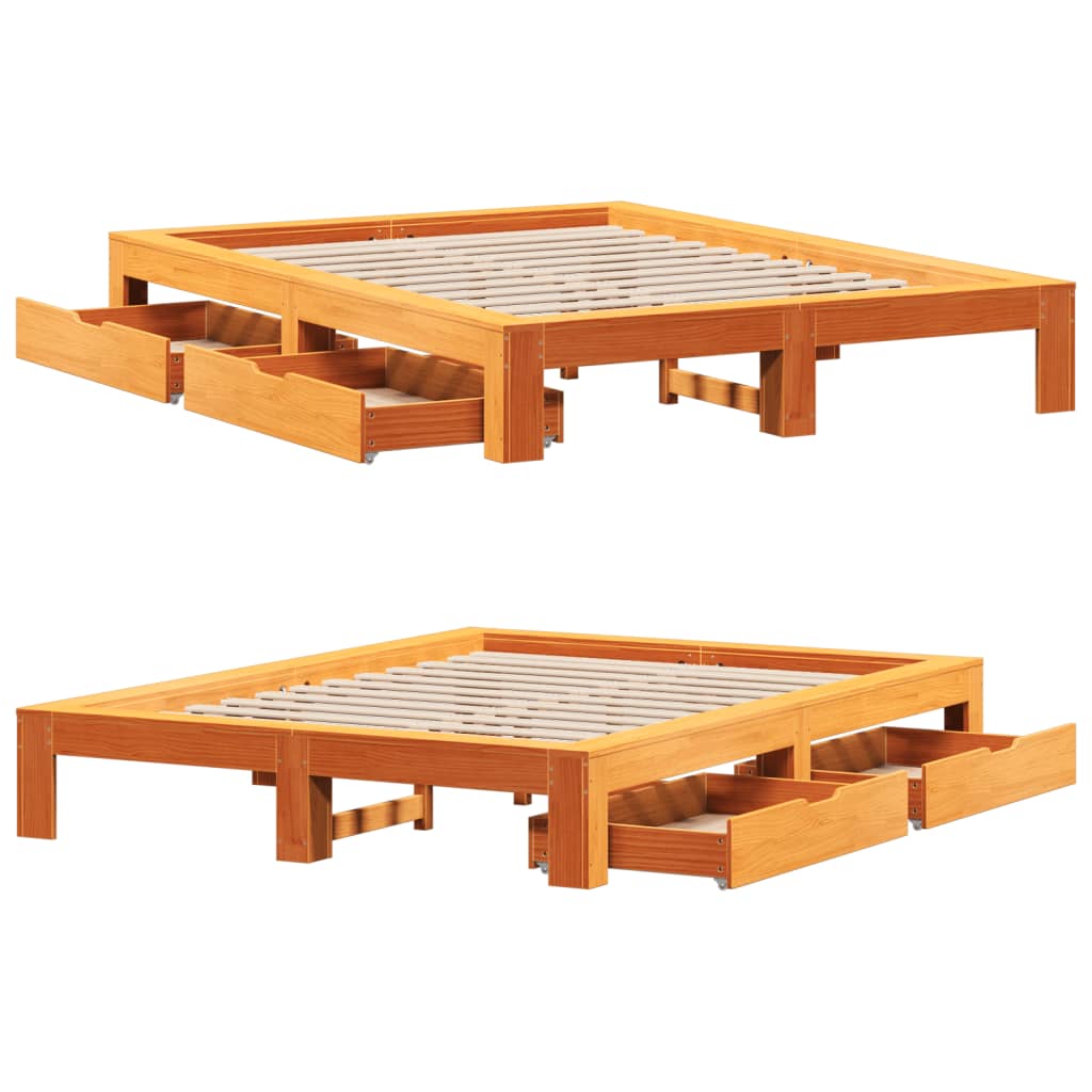 Bedframe zonder matras massief grenenhout wasbruin 160x200 cm Bedden & bedframes | Creëer jouw Trendy Thuis | Gratis bezorgd & Retour | Trendy.nl