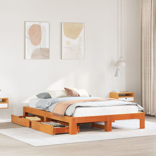 Bedframe zonder matras massief grenenhout wasbruin 160x200 cm Bedden & bedframes | Creëer jouw Trendy Thuis | Gratis bezorgd & Retour | Trendy.nl