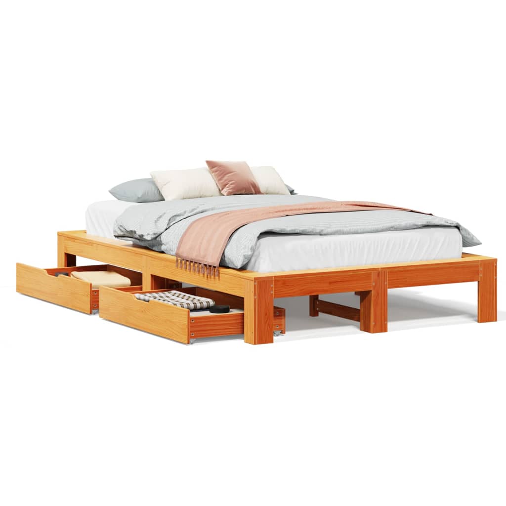 Bedframe zonder matras massief grenenhout wasbruin 120x200 cm Bedden & bedframes | Creëer jouw Trendy Thuis | Gratis bezorgd & Retour | Trendy.nl