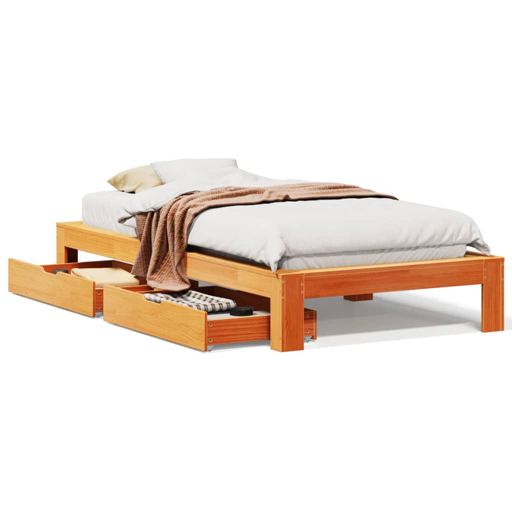 Bedframe zonder matras massief grenenhout wasbruin 90x190 cm Bedden & bedframes | Creëer jouw Trendy Thuis | Gratis bezorgd & Retour | Trendy.nl