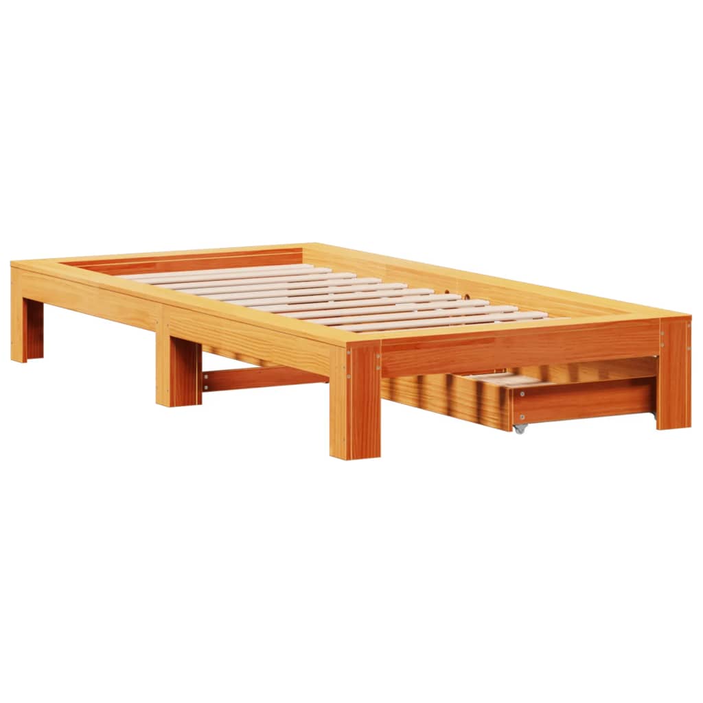 Bedframe zonder matras massief grenenhout wasbruin 90x190 cm Bedden & bedframes | Creëer jouw Trendy Thuis | Gratis bezorgd & Retour | Trendy.nl