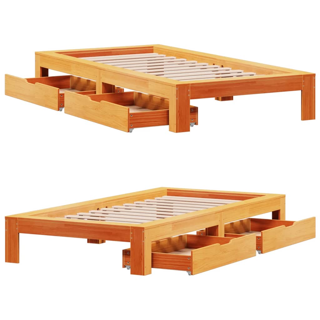 Bedframe zonder matras massief grenenhout wasbruin 90x190 cm Bedden & bedframes | Creëer jouw Trendy Thuis | Gratis bezorgd & Retour | Trendy.nl