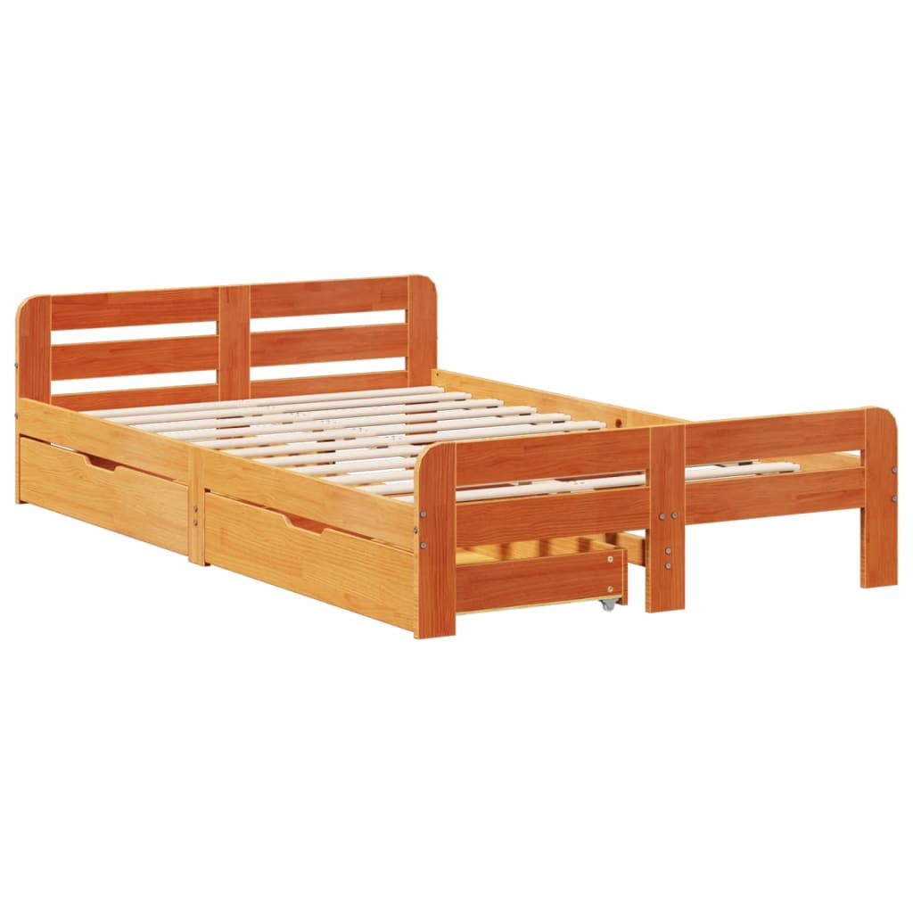 Bedframe zonder matras massief grenenhout wasbruin 120x200 cm Bedden & bedframes | Creëer jouw Trendy Thuis | Gratis bezorgd & Retour | Trendy.nl