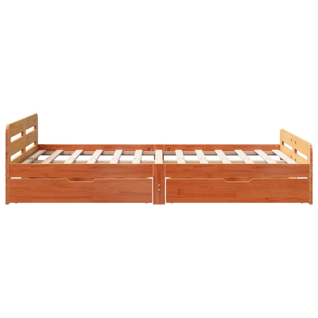 Bedframe zonder matras massief grenenhout wasbruin 120x200 cm Bedden & bedframes | Creëer jouw Trendy Thuis | Gratis bezorgd & Retour | Trendy.nl