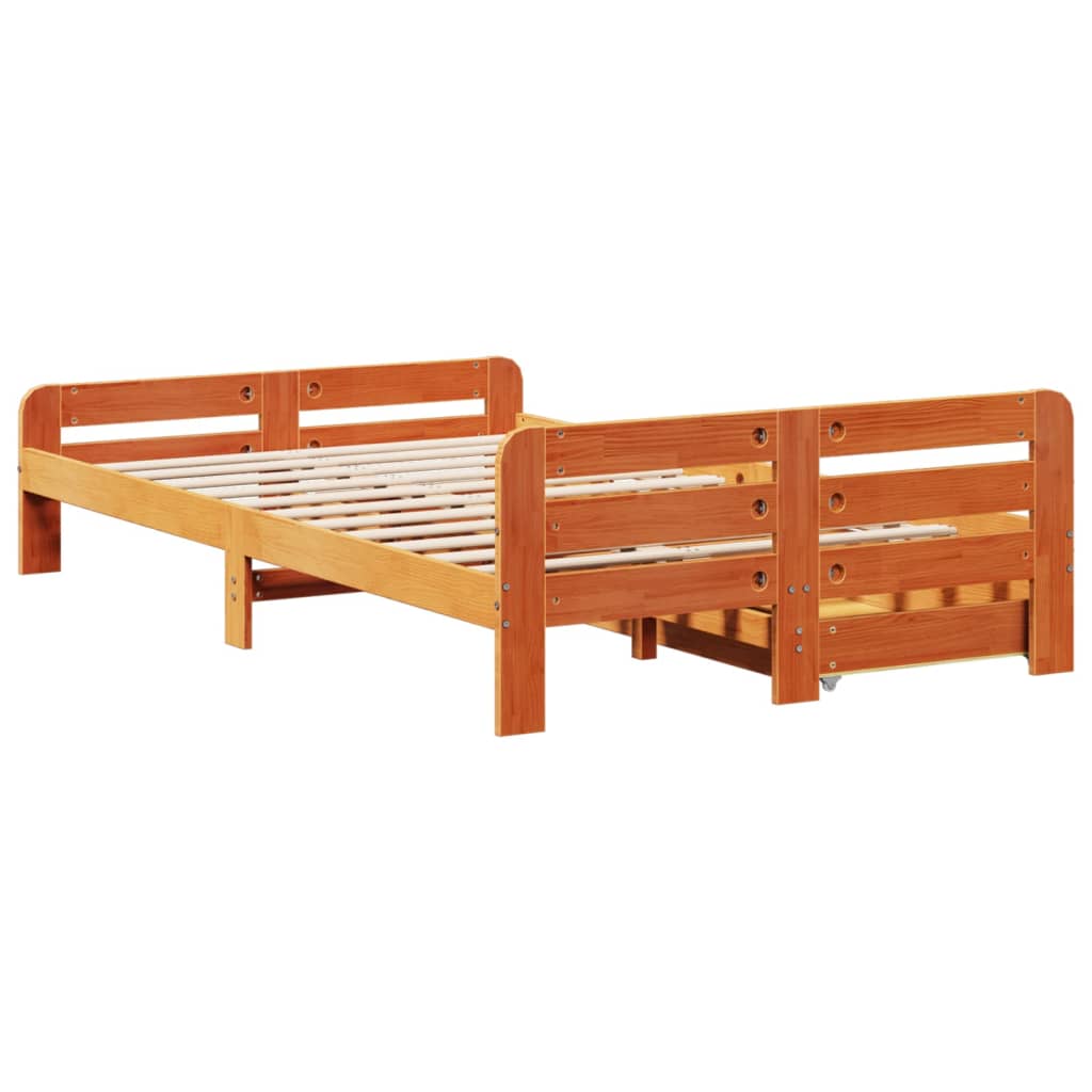 Bedframe zonder matras massief grenenhout wasbruin 120x200 cm Bedden & bedframes | Creëer jouw Trendy Thuis | Gratis bezorgd & Retour | Trendy.nl