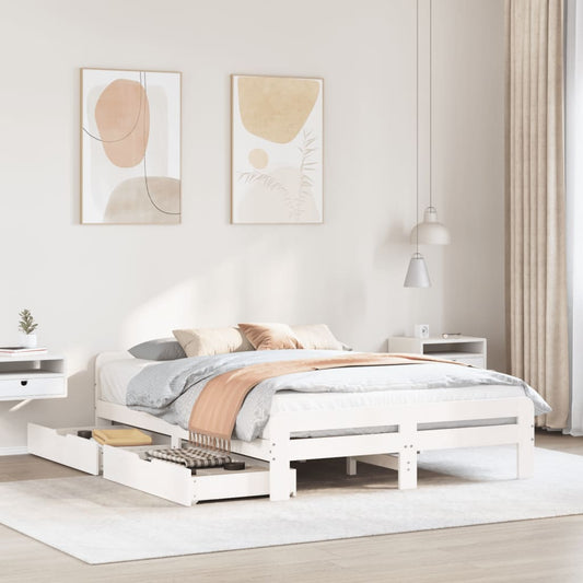 Bedframe zonder matras massief grenenhout wit 140x190 cm Bedden & bedframes | Creëer jouw Trendy Thuis | Gratis bezorgd & Retour | Trendy.nl