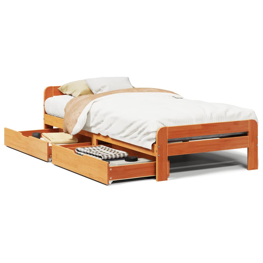 Bedframe zonder matras massief grenenhout wasbruin 90x190 cm Bedden & bedframes | Creëer jouw Trendy Thuis | Gratis bezorgd & Retour | Trendy.nl