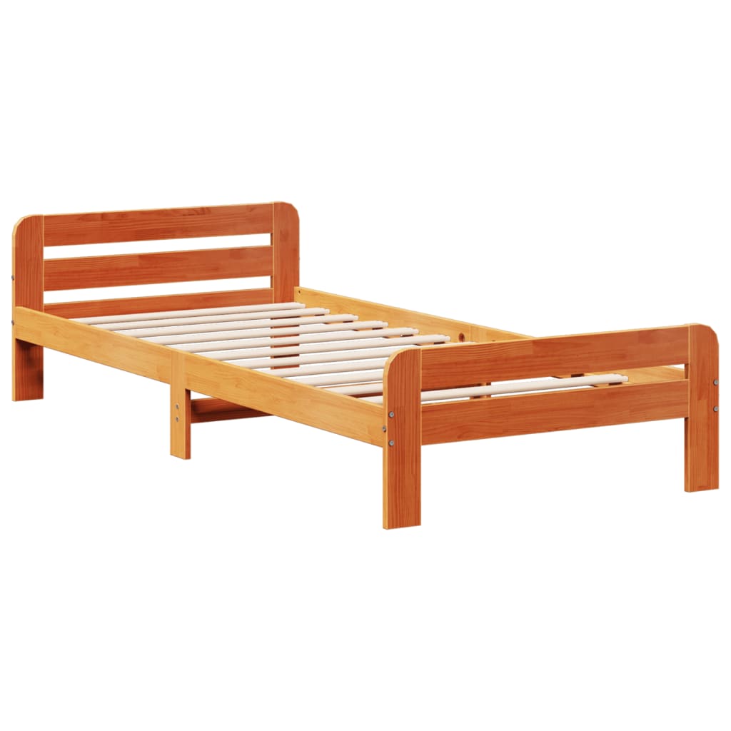 Bedframe zonder matras massief grenenhout wasbruin 90x190 cm Bedden & bedframes | Creëer jouw Trendy Thuis | Gratis bezorgd & Retour | Trendy.nl