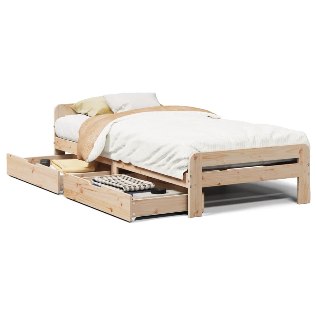 Bedframe zonder matras massief grenenhout 75x190 cm