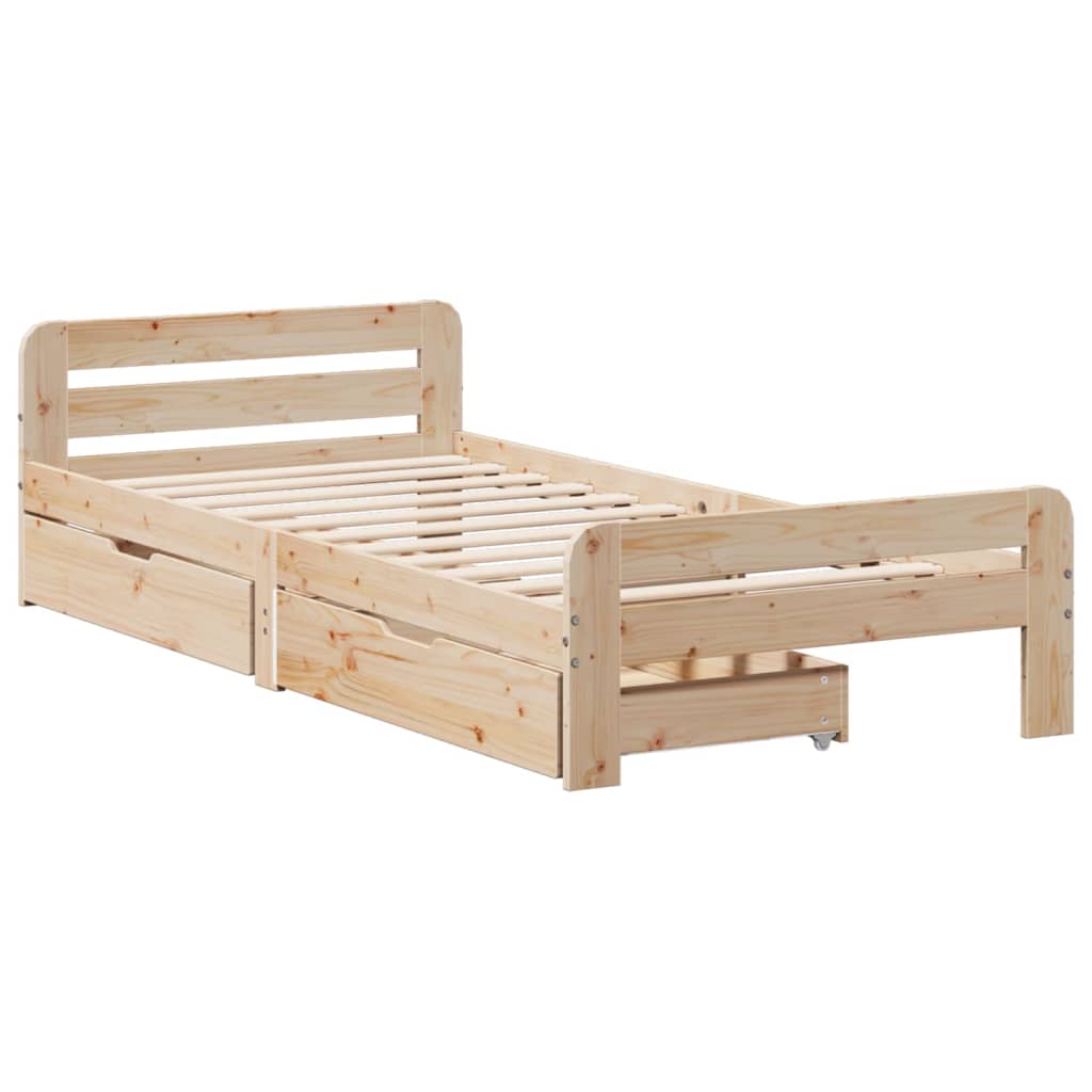 Bedframe zonder matras massief grenenhout 75x190 cm